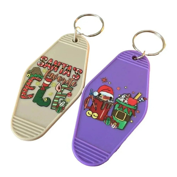Holiday Key Tags- Santa, Elf, Coffee (Set of 2) - Picture 1 of 10